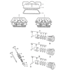 Cylinder head / Cylinder with piston (Model: 1100 1300 1300 S 1300 A 1500 1500 S) 356, 356A 1950-1959
