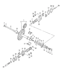 Aandrijfmechanisme voor klepbediening (model: CARRERA 1600 GS/GT) 356, 356A 1950-1959