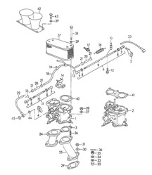 Carburatore SOLEX 40 P II-4/WEBER / E linea di alimentazione carburante (Modello: CARRERA, 1600 GS/GT) 356, 356A 1950-1959
