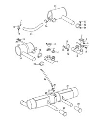 Auspuffanlage (Modell: CARRERA, 1600 GS/GT, 692/2/3) 356, 356A 1950-1959