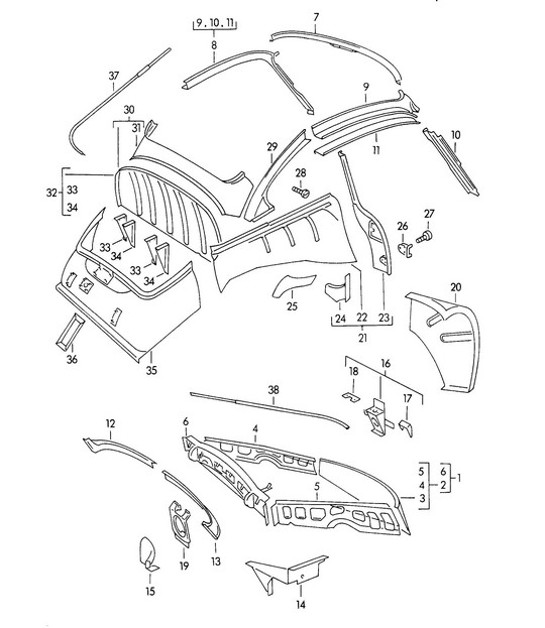 Diagram 801-025 Porsche Cayenne Coupé Turbo V8 4.0L benzina 550 CV 