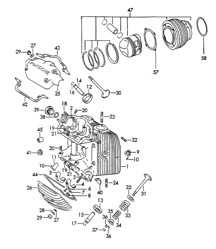 Culasse / Cylindre avec piston (Modèle: CARRERA, 692/3/3A) 356B 356C 1960-1965