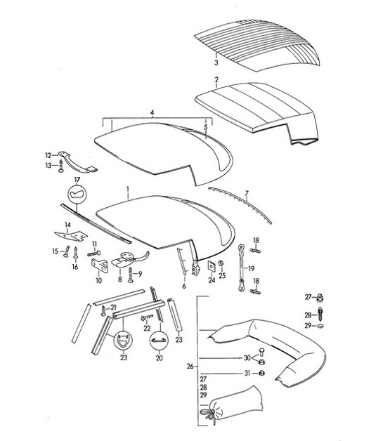 Diagram 811-020 Porsche 911/912 (1965-1989) Karosserie