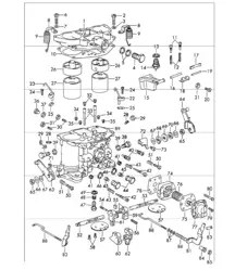 single parts for carburettor SOLEX-40 PII-4 with throttle shaft divided for 912 616/36/37 and 912 616/39/40 1965-69