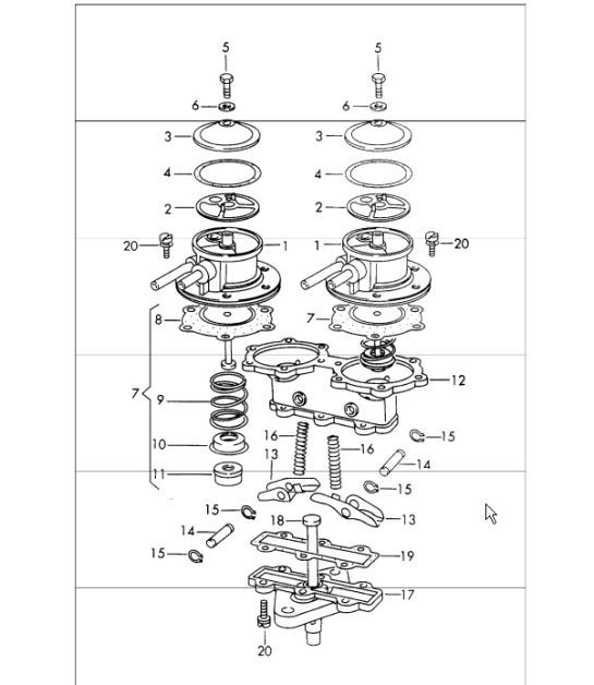 Diagram 201-03 Porsche Cayenne Turbo S 4.5L 2006>> Fuel System, Exhaust System