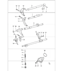 shift rods and shift forks sportomatic 911 1965-69