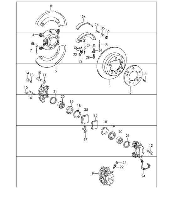 Diagram 603-00 Porsche Cayenne S 4.5L V8 2003>> Wheels, Brakes