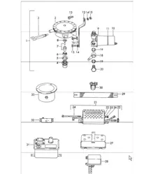 repair material: heater - WEBASTO - metering, fuel pump, ignition spark transmitter, resistor 911 1965-69
