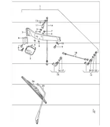 rear window wiper F 1180 0379 >>, F 1182 0368 >>, F 1181 0290 >>, F 1280 2005 >> and  F 1282 0159 >> for Righr-Hand Drive cars  911 1965-69