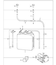 windscreen washer system for 911 /S F 030 2695 >> 030 8454, F >> 050 0700 and 912 F 035 1293 >>, F 045 1374 >>. For cars upto 1967.