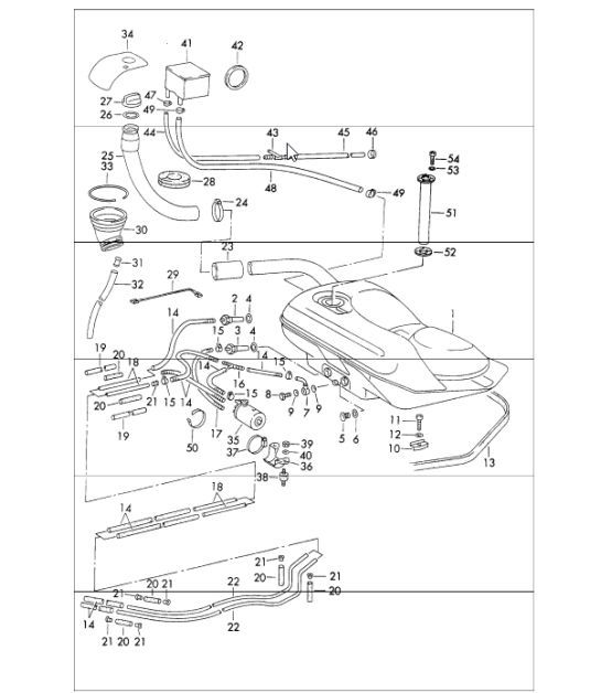 Diagram 201-00 Porsche Cayenne 9PA (955) 2003-2006 Fuel System, Exhaust System
