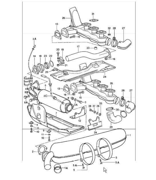 Diagram 202-00 Porsche Cayenne S 4.5L V8 2003>> Fuel System, Exhaust System