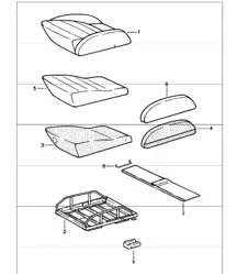sportstoel, zitkussen, losse delen 911 TOT 1980