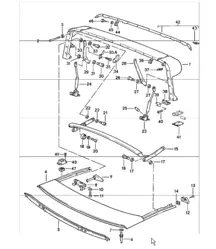 main folding top bow, roof frame, single parts 911 1978-83