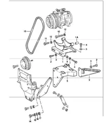 NIPPONDENSO compressor mounting and driving mechanism 911 TURBO 1978-83