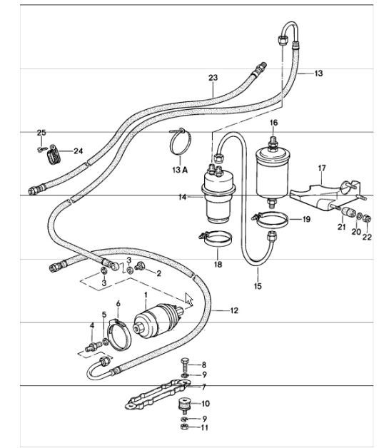 Diagram 201-10 Porsche Cayenne S 4.5L V8 2003>> Sistema di alimentazione, sistema di scarico