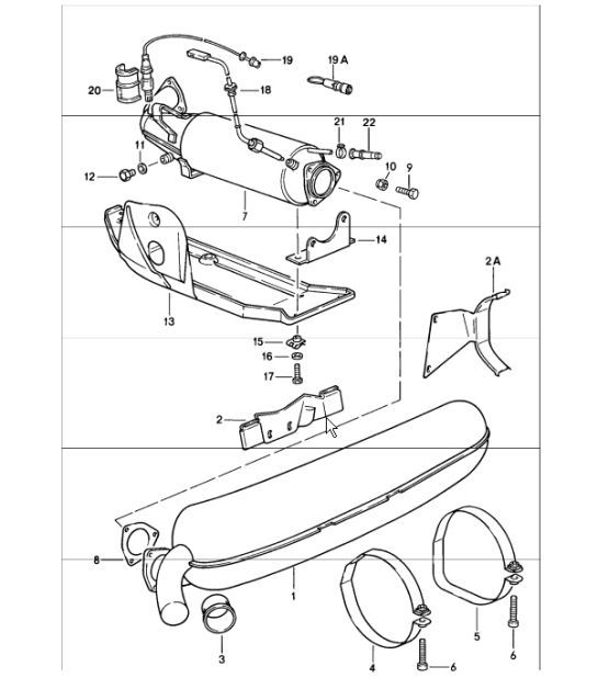 Diagram 202-00 Porsche Macan Turbo 3.6L V6 400 PS Kraftstoffsystem, Abgassystem