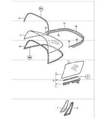 acristalamiento de ventana 911 TARGA/CABRIO 1984-86