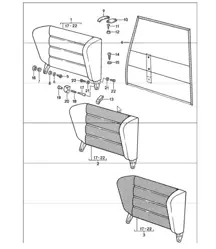 back seat backrest (for cars with POS. 9 - 13 it is necessary to rework) 911 1984-86 COUPE / TARGA