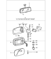 rétroviseur intérieur, rétroviseur extérieur 911 1984-86