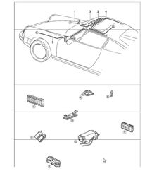 cablaggi: ANTERIORI luci interne vano bagagli, tettuccio apribile, comando capote elettrica 911 1984-86