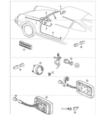 wiring harnesses: door mirror, electrically adjustable, central locking system 911 1984-86
