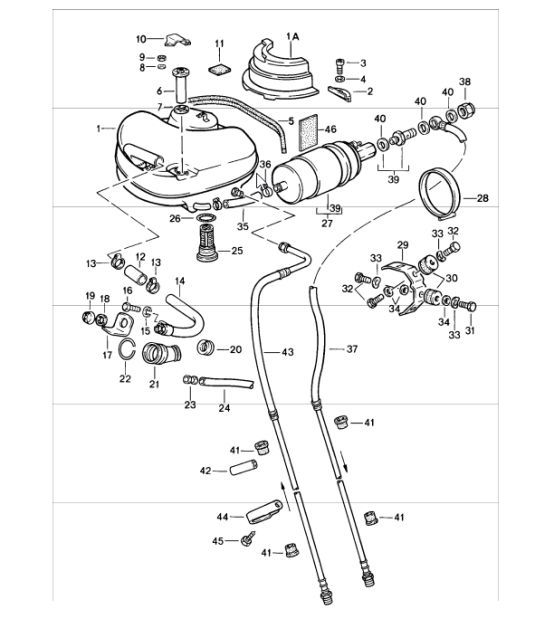 Diagram 201-00 Porsche 996 C4 3.4L 1997-08/01 Fuel System, Exhaust System