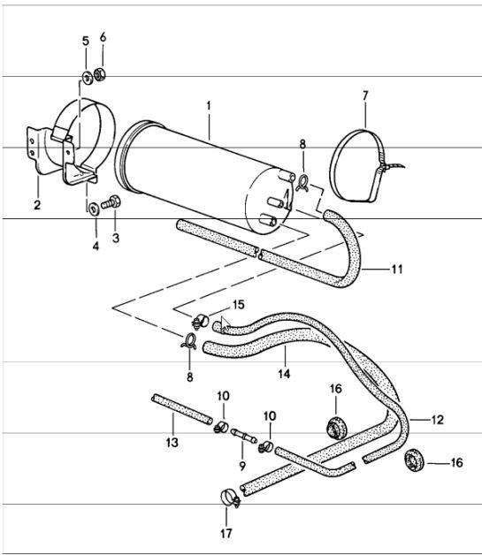 Diagram 201-20 Porsche 997 GT2 2007>> Fuel System, Exhaust System