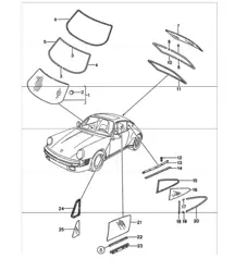 acristalamiento de ventana 911 COUPE 1987-89