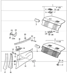 interior equipment rear 911 1987-89 COUPE / TARGA