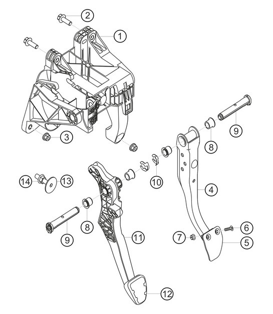 Diagram 7.7-01 Porsche 991 (911) MK1 2012-2016 Hand Lever System, Pedal Cluster 