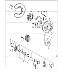 freno de disco trasero, freno de mano 911 TURBO 1975-77