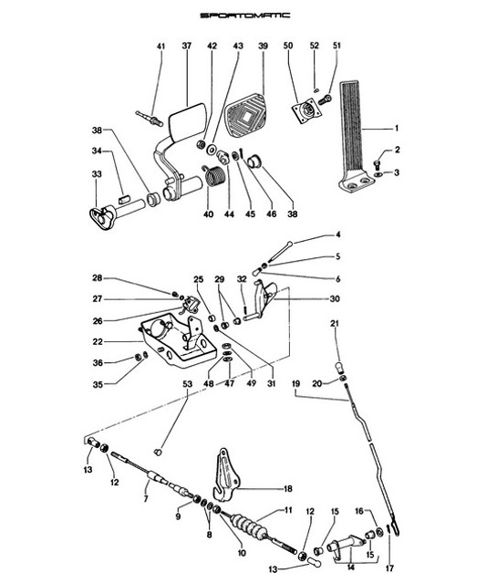 Diagram 702-005 Porsche Cayenne S 4.5L V8 2003>> Sistema a leva manuale, gruppo pedali 