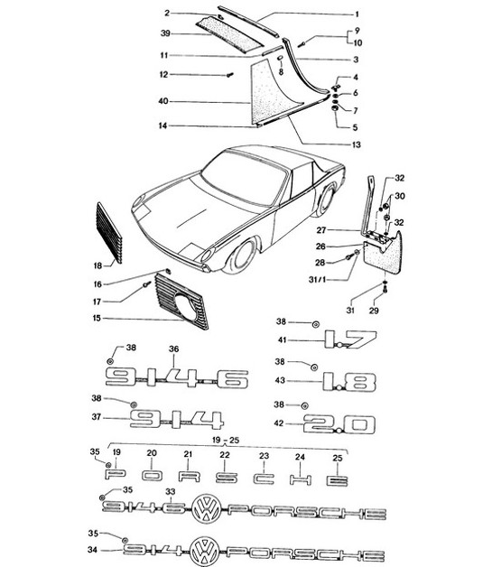 Diagram 810-000 Porsche 911 1975-1977 3.0L 涡轮增压（930）  车身