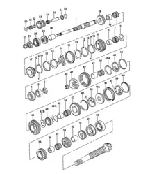 Engranajes y ejes / Transmisión de 5 velocidades / Juegos de ruedas dentadas (Modelo: ' J.. ', VA) 924 1976-79