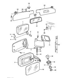 Specchietto retrovisore esterno / Specchietto retrovisore interno / Aletta parasole 924 1976-79