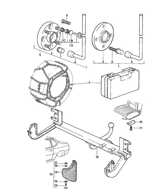 Diagram 002-000 Porsche 997 (911) MK1 2005-2008 Accessori e altri 