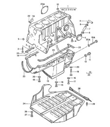 Bloc-cylindres avec pistons, carter d'huile, plaque de protection pour moteur 924 1980 - 1985