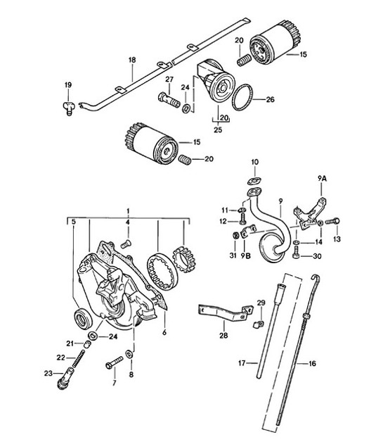 Diagram 104-000 Porsche 924 (1977-1988) Engine