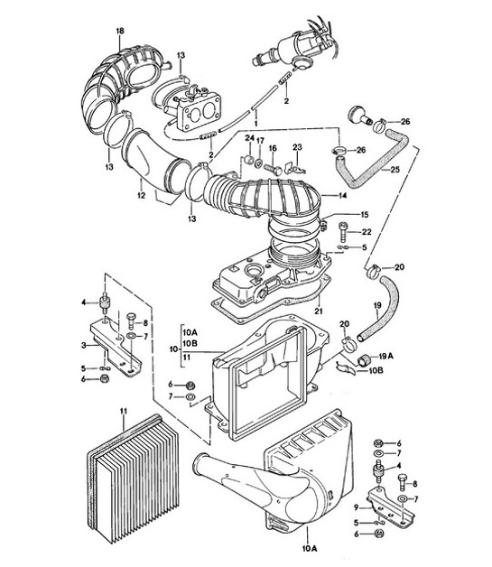 Diagram 106-000 Porsche 924 (1977-1988) Motore