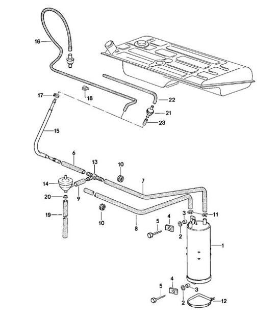 Diagram 201-005 Porsche Boxster 986/987/981 (1997-2016) Fuel System, Exhaust System