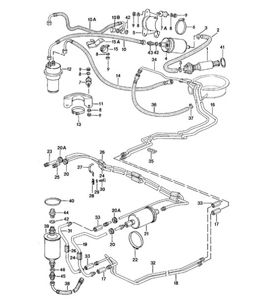 Diagram 201-015 Porsche Boxster 986/987/981 (1997-2016) Fuel System, Exhaust System