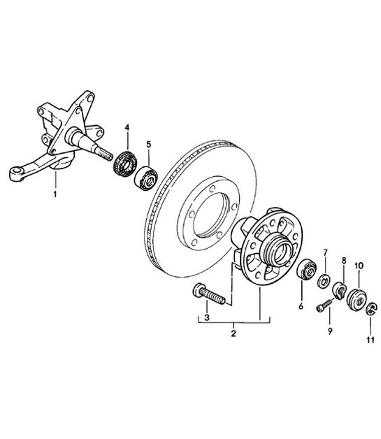 Diagram 401-010 Porsche 924 (1977-1988) Front Axle, Steering 