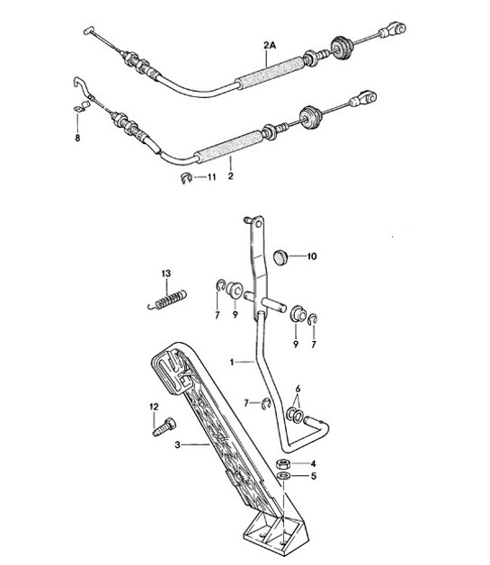 Diagram 702-010 Porsche 924 (1977-1988) Hand Lever System, Pedal Cluster 