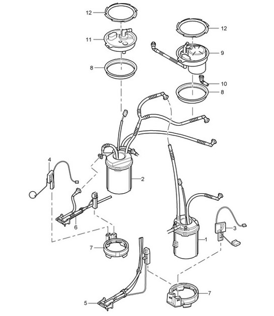 Diagram 201-02 Porsche Cayman 718 (982) 2017>> Kraftstoffsystem, Abgassystem
