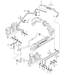 Turbocharger / Water cooling (Model: M48.50) Cayenne 9PA (955) Turbo 4.5L  2003-06