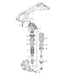 Suspension / Cross member / Shock absorber strut (PR:1BA, Standard) Cayenne 9PA (955) 2003-06