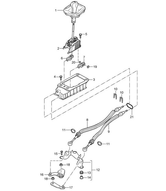Diagram 701-00 Porsche 911 & 912 (1965-1989) Hand Lever System, Pedal Cluster 