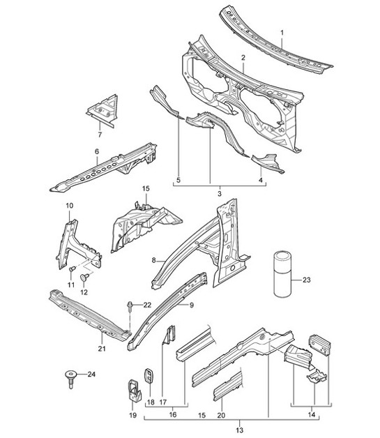 Diagram 801-10 Porsche Cayman S 3.4L 987C MKII 2009-12 Carrozzeria