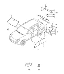 Windscreen / Door and side window / Rear window Cayenne 9PA (955) 2003-06